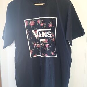 Vans Black Tee with Pink Floral Graphic